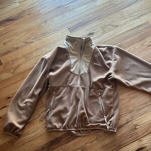Columbia Tan Fleece Half-Zip Jacket